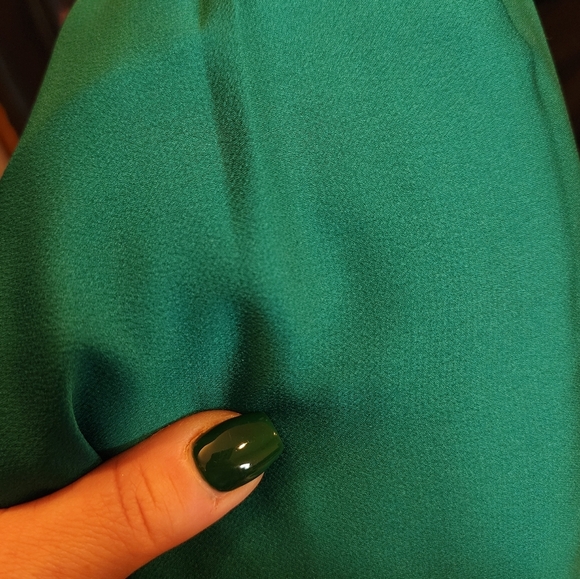 Banana Republic 10 Tall Green Satin V-neck Sleeveless Midi Dress Size 10T - Picture 7 of 16